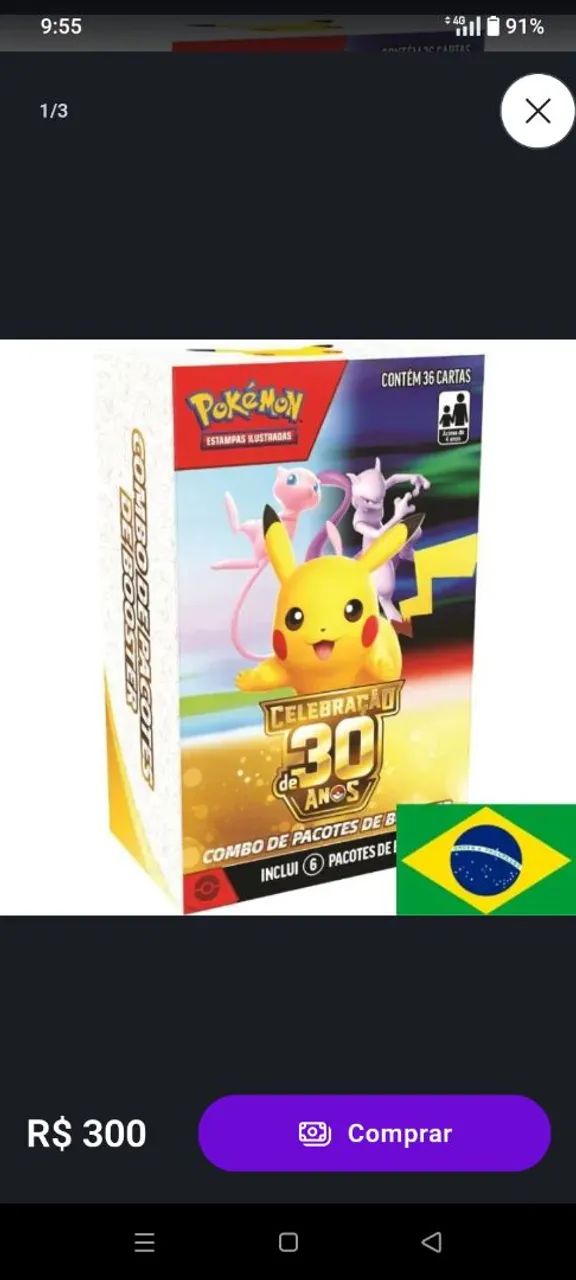 Box Pikachu 30 anos lacrado
