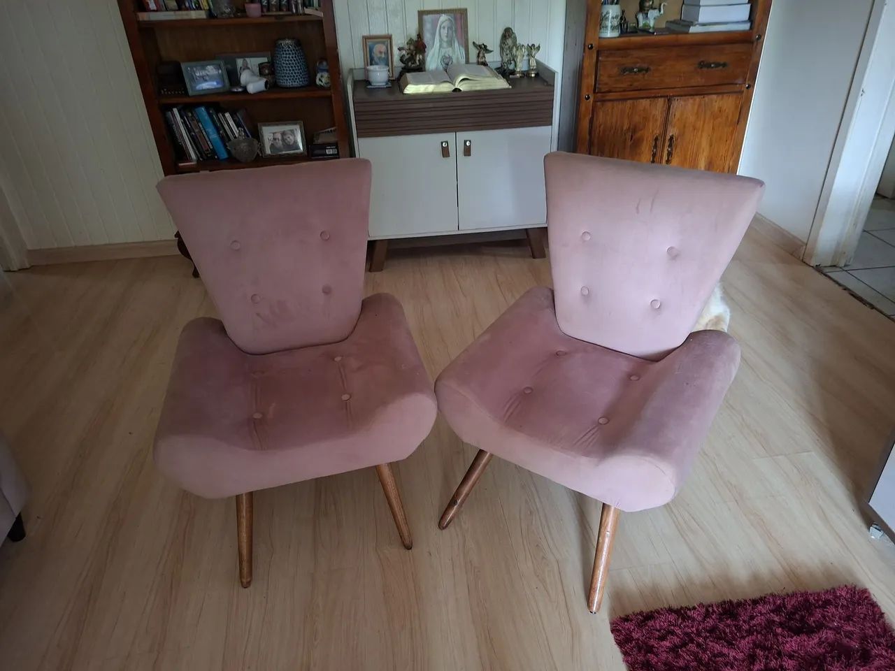 Conjunto de sofá com cadeira rosa chá vintage  - Foto 4
