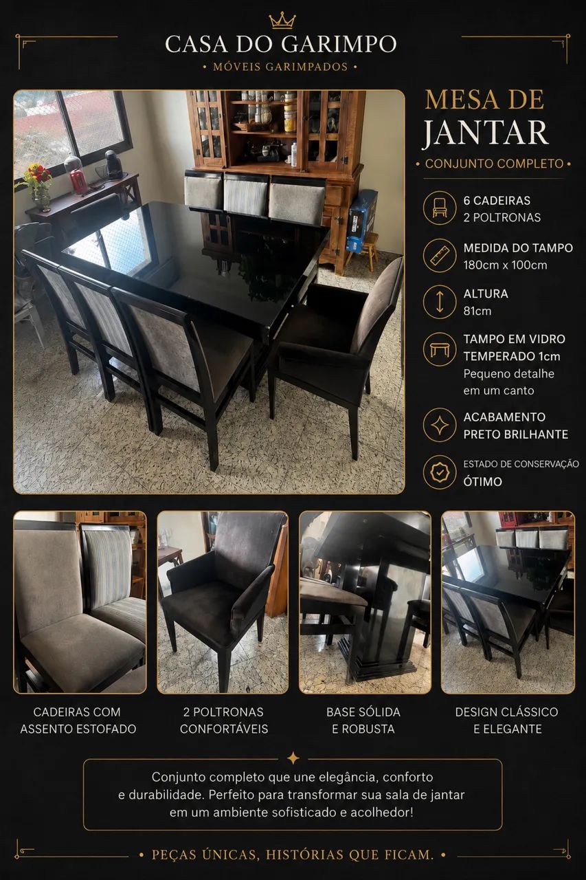 Mesa jantar lindíssima com 8 lugares 
