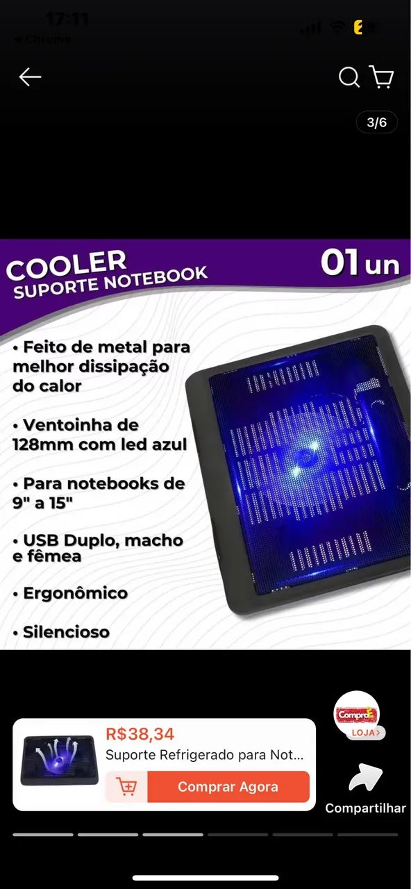 Cooler suporte para notebook com led (refrigeração para seu notebook) - Foto 3