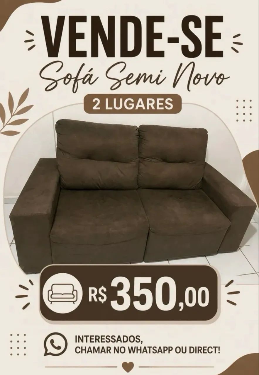 Sofá retrátil - dois lugares marrom 