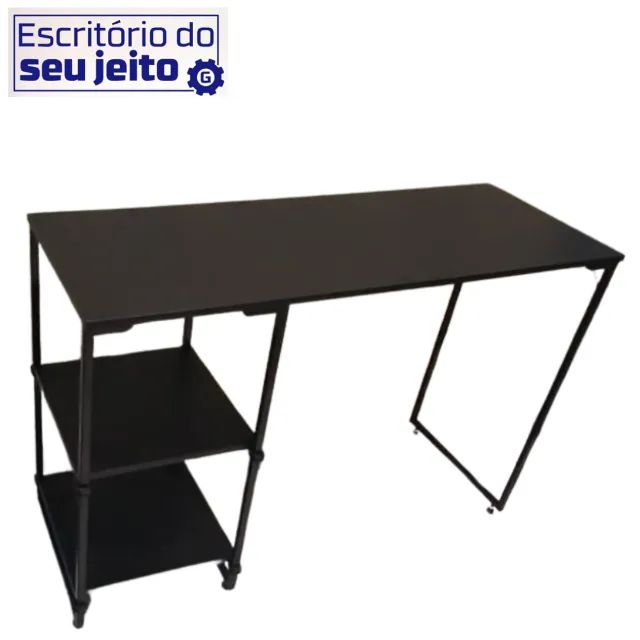 Escrivaninha 1,10m NOVO Mesa Industrial Multiuso para Escritório Computador Notebook Birô - Foto 2