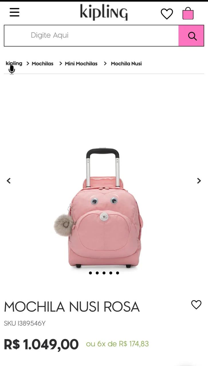 Mochila Kipling Nusi Rosa