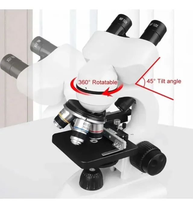 Microscópio Biológico Binocular Optico Profissional Estudant Branco 5v - Foto 3
