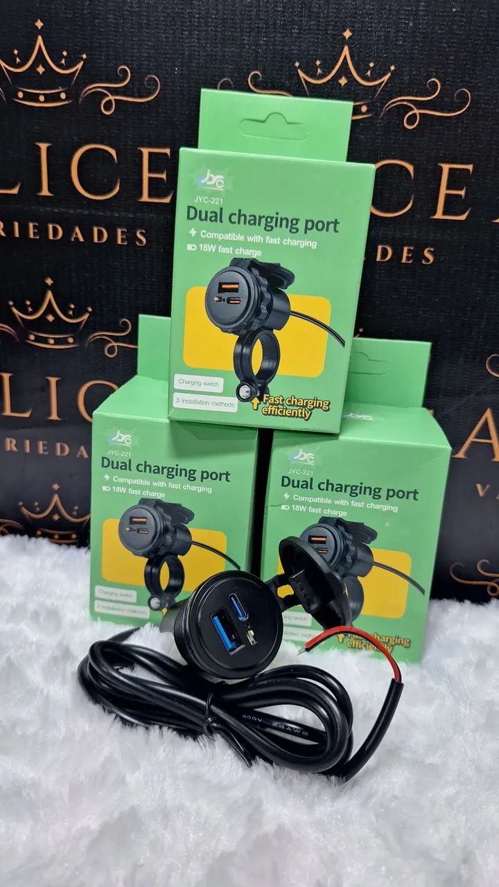 Carregador de moto USB e C 