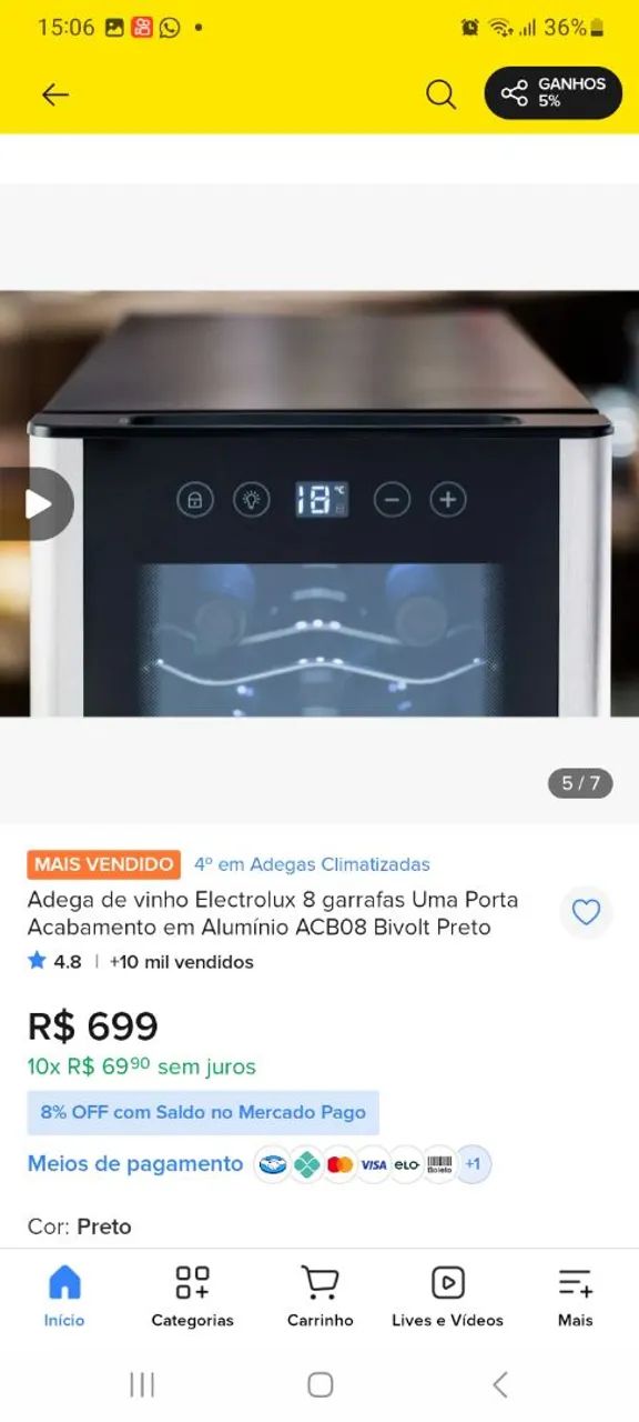Adega eletrolux 8 garrrafas  - Foto 5