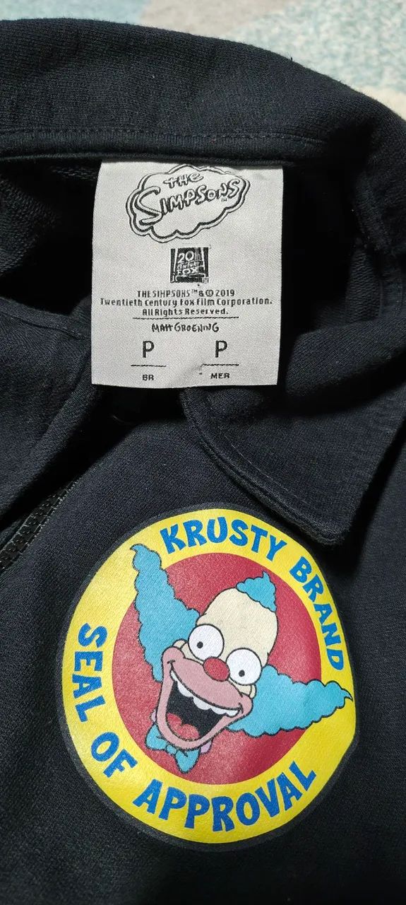 macacão os simpsons krusty moletom preto p usado - Foto 5