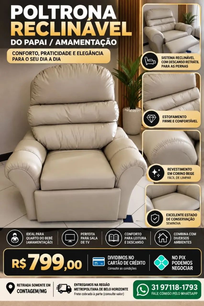 POLTRONA RECLINAVEL DO PAPAI <br><br>DO PAPAI / AMAMENTAÇÃO