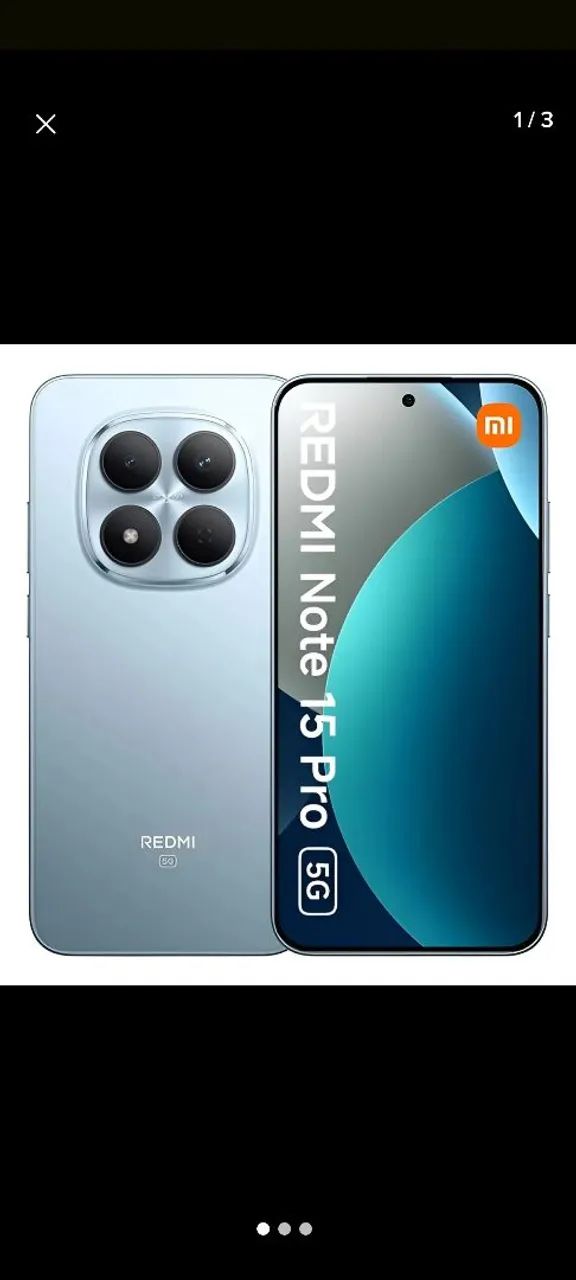 Xiaomi Redmi Note 15 Pro 5G (8 GB RAN 256 GB ROM), Preto, Azul e