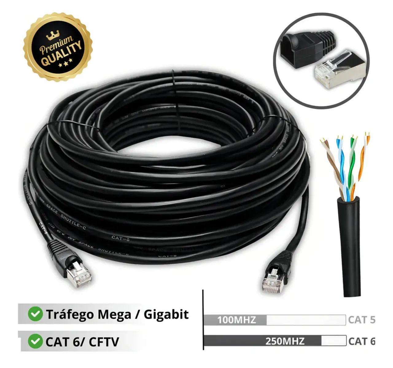 Cabo Internet Cat6 50 Metros Cat 6 Rj45 - Foto 2