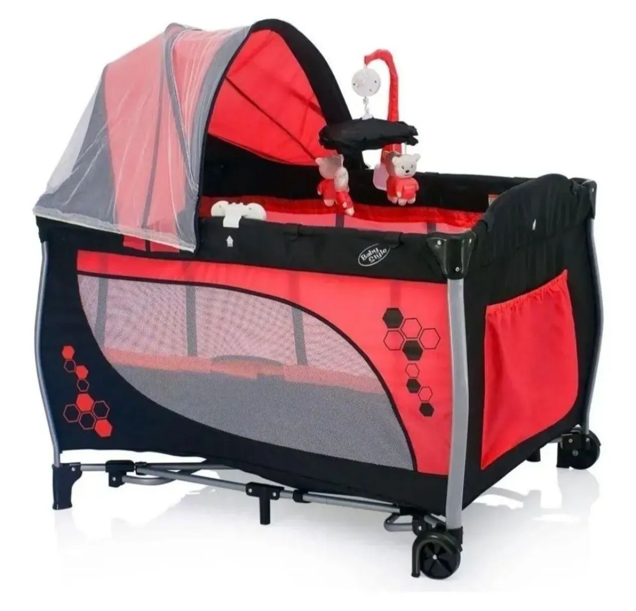 Berço chiqueirinho baby style vermelho (semi novo))