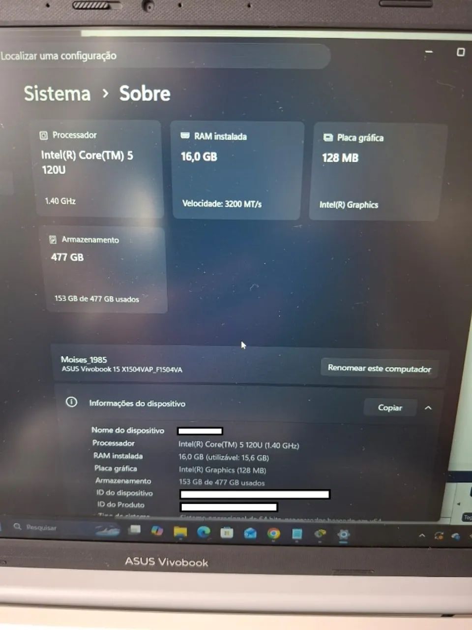 Notebook Asus Core 5 16gb 512GB SSD - Foto 3