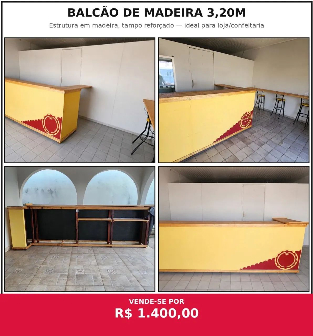 Balcão de Madeira 3,20 m
