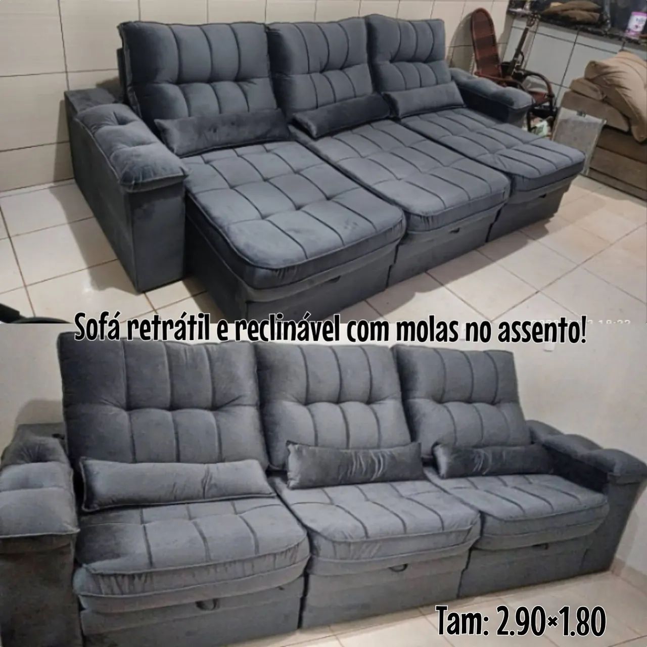Sofá retrátil e reclinável, moderno e Elegante a pronta entrega!