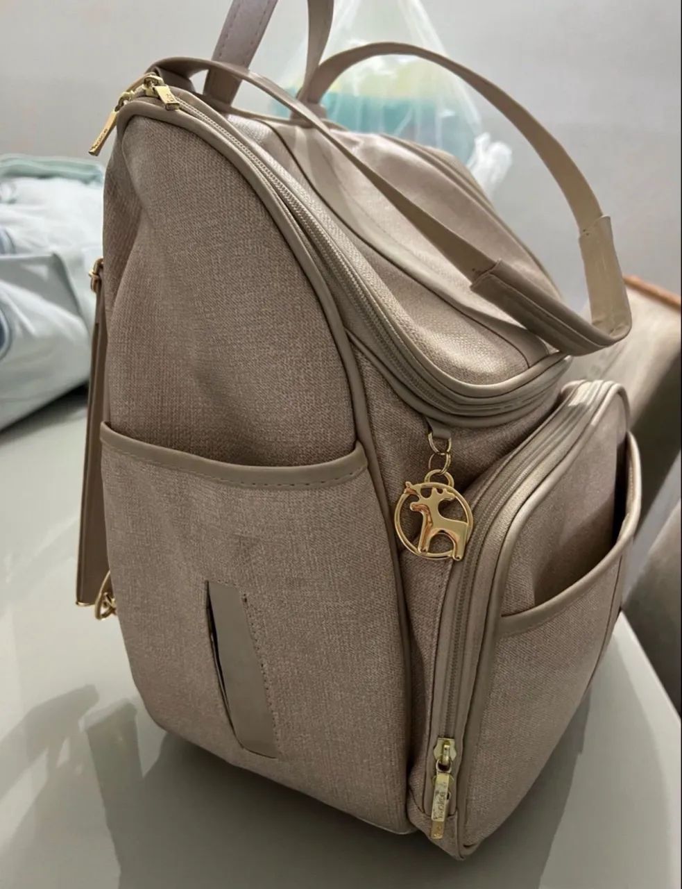 Mochila maternidade Alce Bege - Foto 3