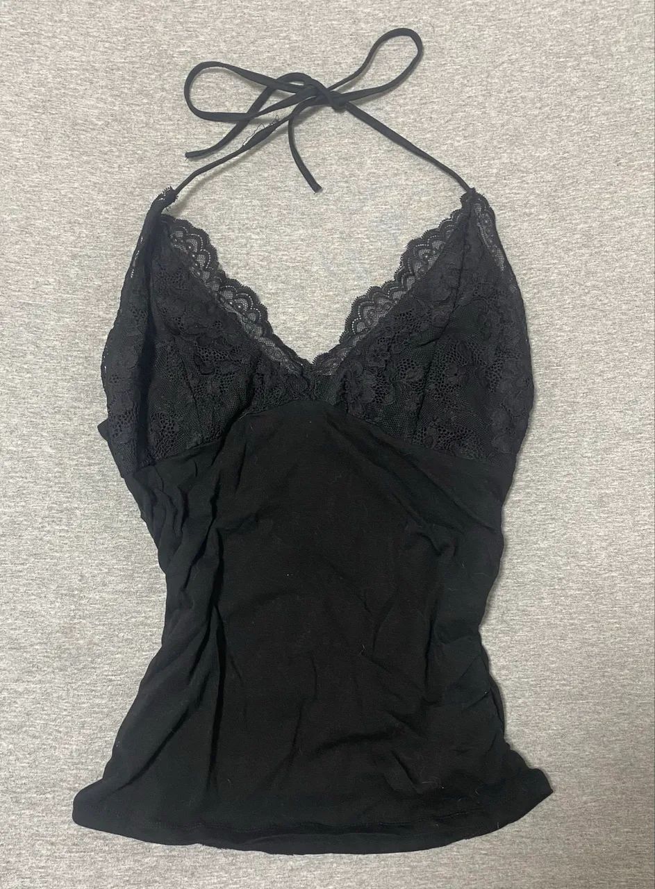 Blusa de Renda Y2K Preta Shein G