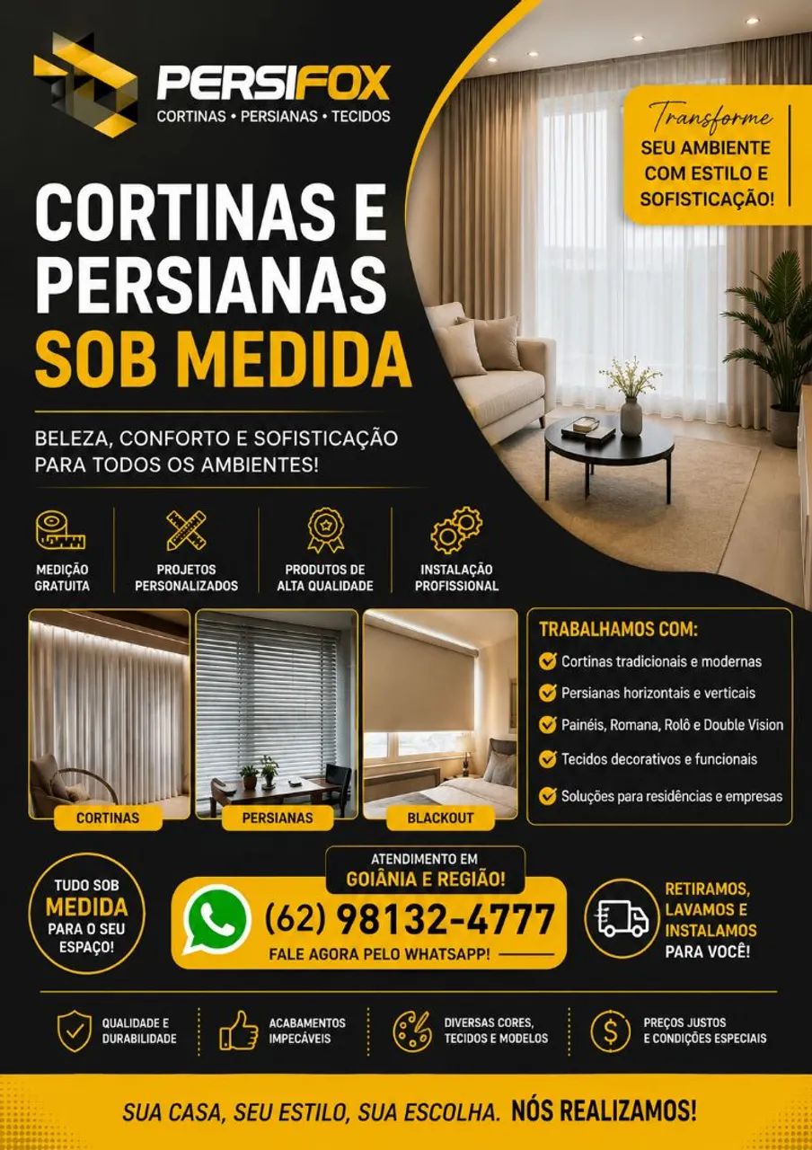 Cortinas e persianas sob medida 