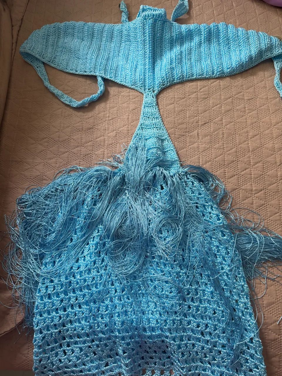 Vestido crochê azul 