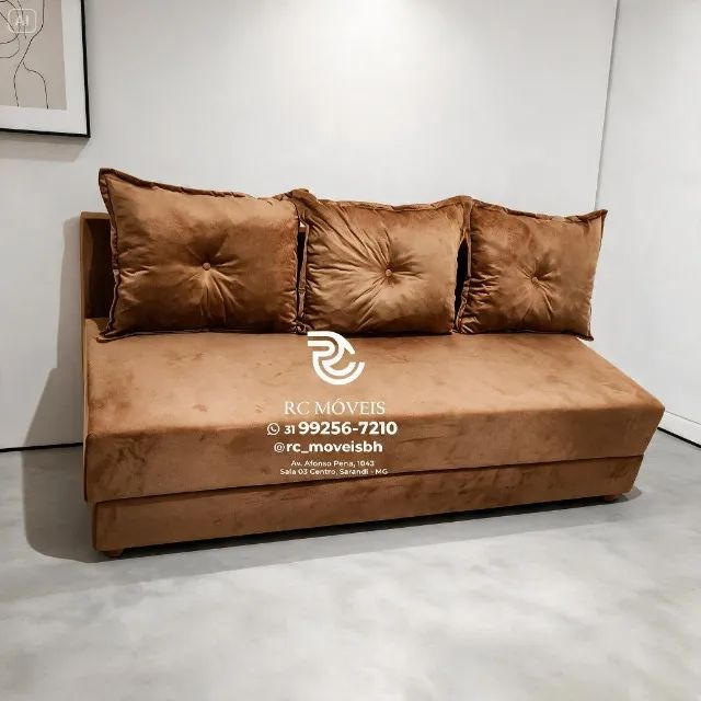 Sofá Cama Bicama 1,70m Suede Marrom Claro D33 Durável - Foto 4