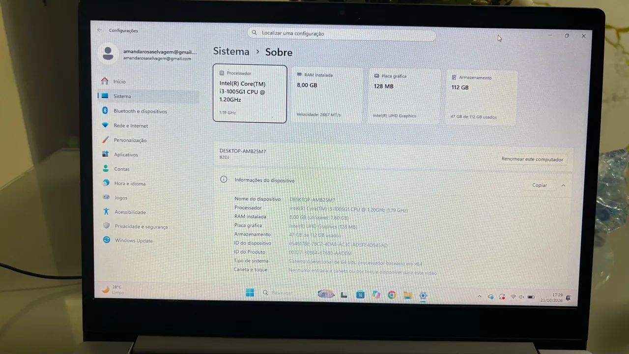 Notebook I3 8gb ssd 112 10 Geração  - Foto 4