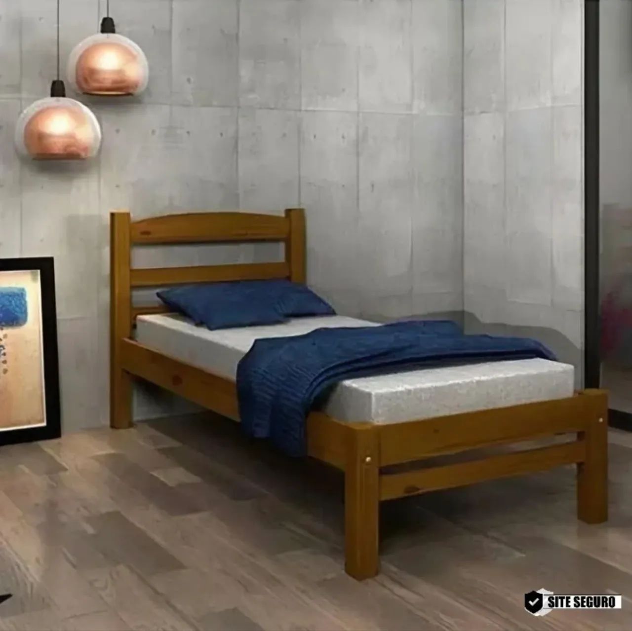 Cama de solteiro de madeira - Foto 3