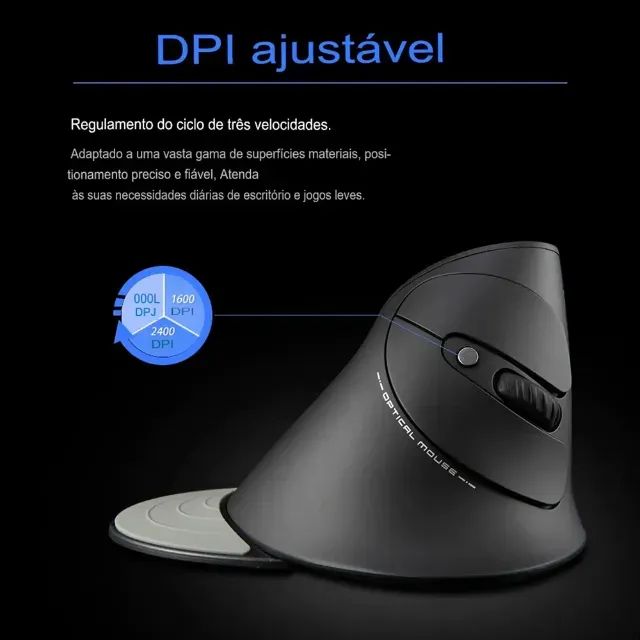 Mouse Com Fio Vertical Ergonômico Com LED Fire Phoenix D-m6 Preto - Foto 4