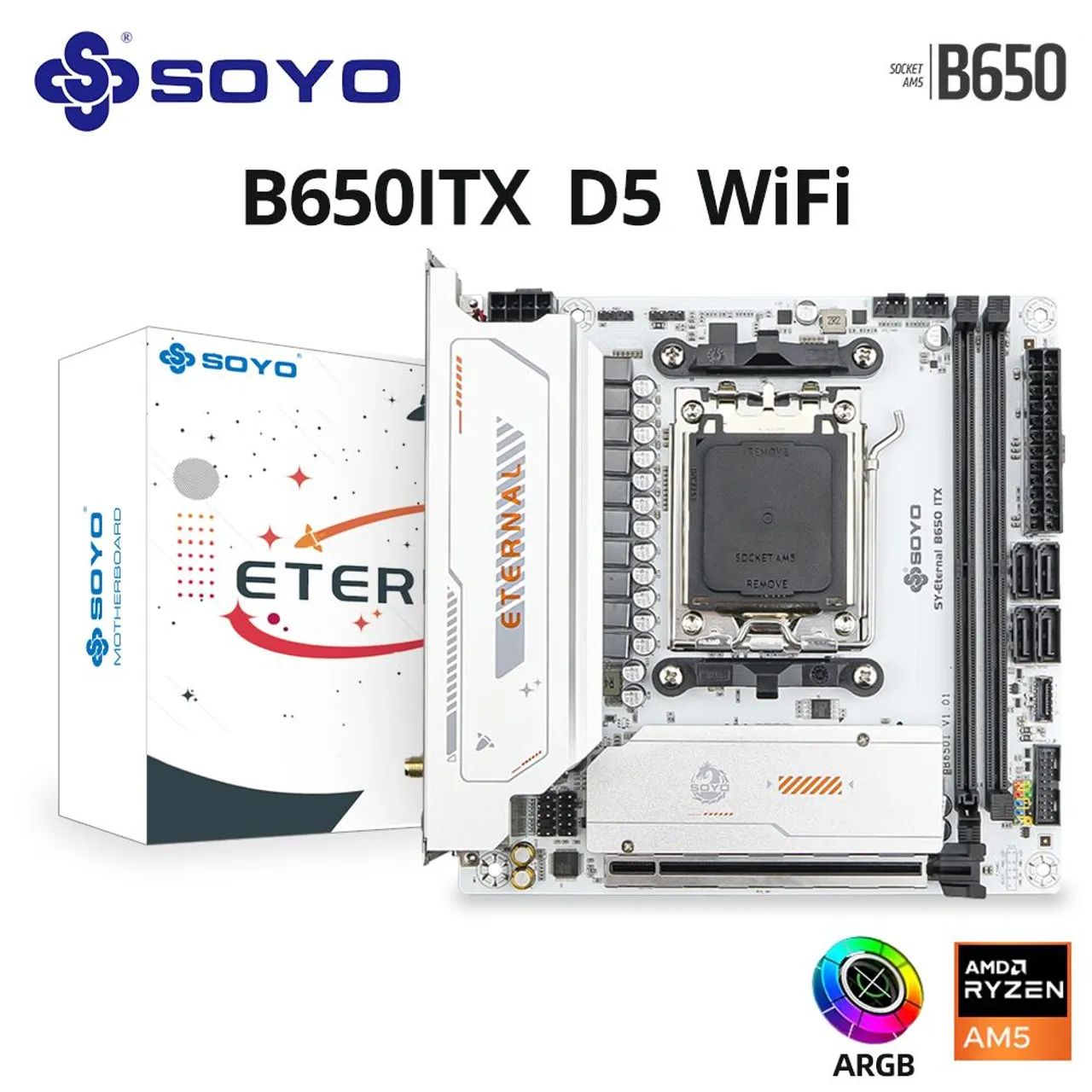 B650i Soyo AM5 Itx branca placa perfeita para builds ITX/SFF brancas
