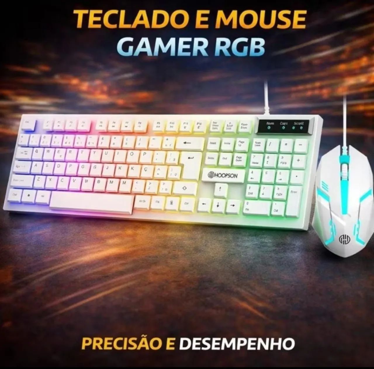 Kit Gamer Teclado + Mouse Branco Rgb led Usb - Foto 3
