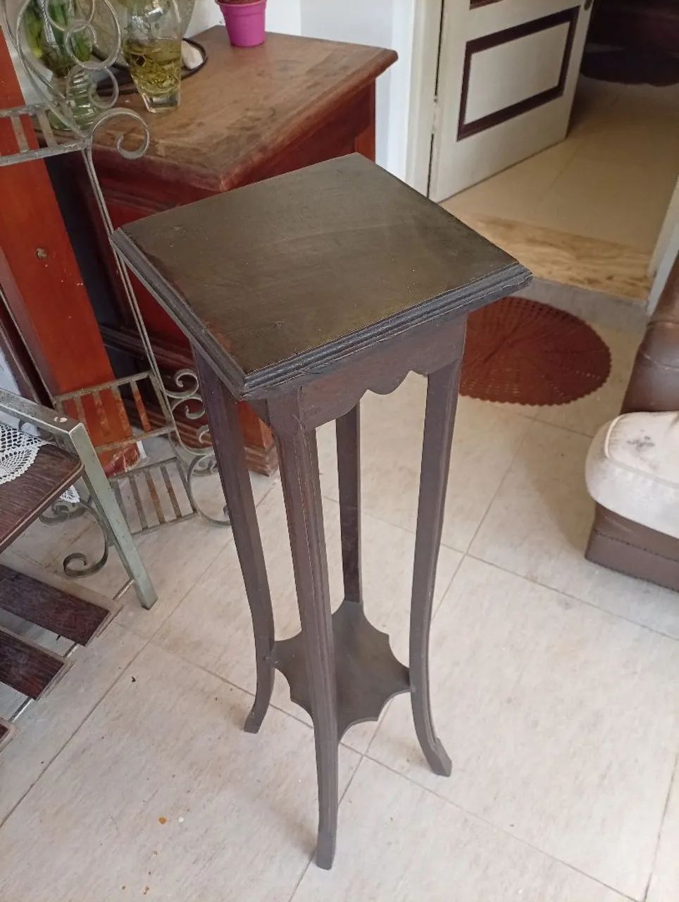 coluna pedestal antiga madeira maciça  - Foto 2