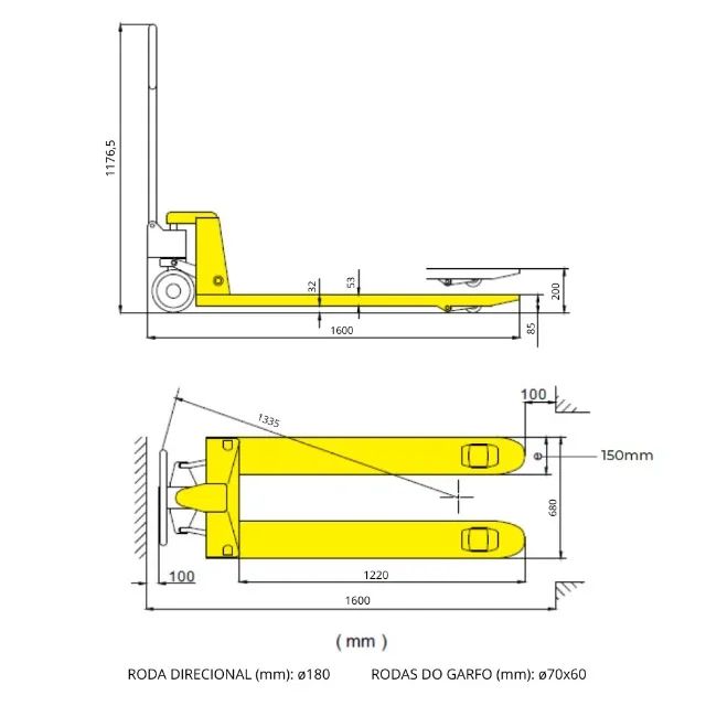 Paleteira Manual 3000kg Transpalete 3T 685x1220 Roda Dupla Nylon Tandem Muke Tools - Foto 3