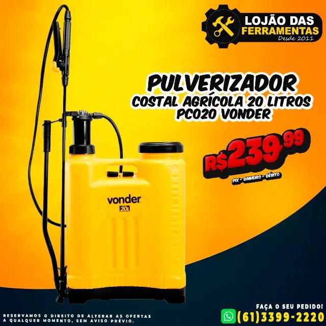 Pulverizador Costal Agrícola 20 Litros PC020 Vonder