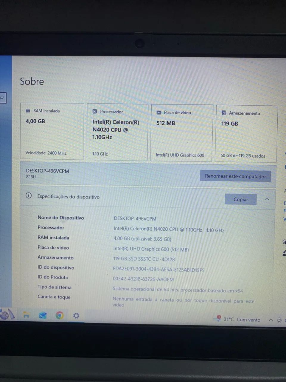Notebook Lenovo IdeaPad 3 15,6? - SSD - Bom estado - Foto 4