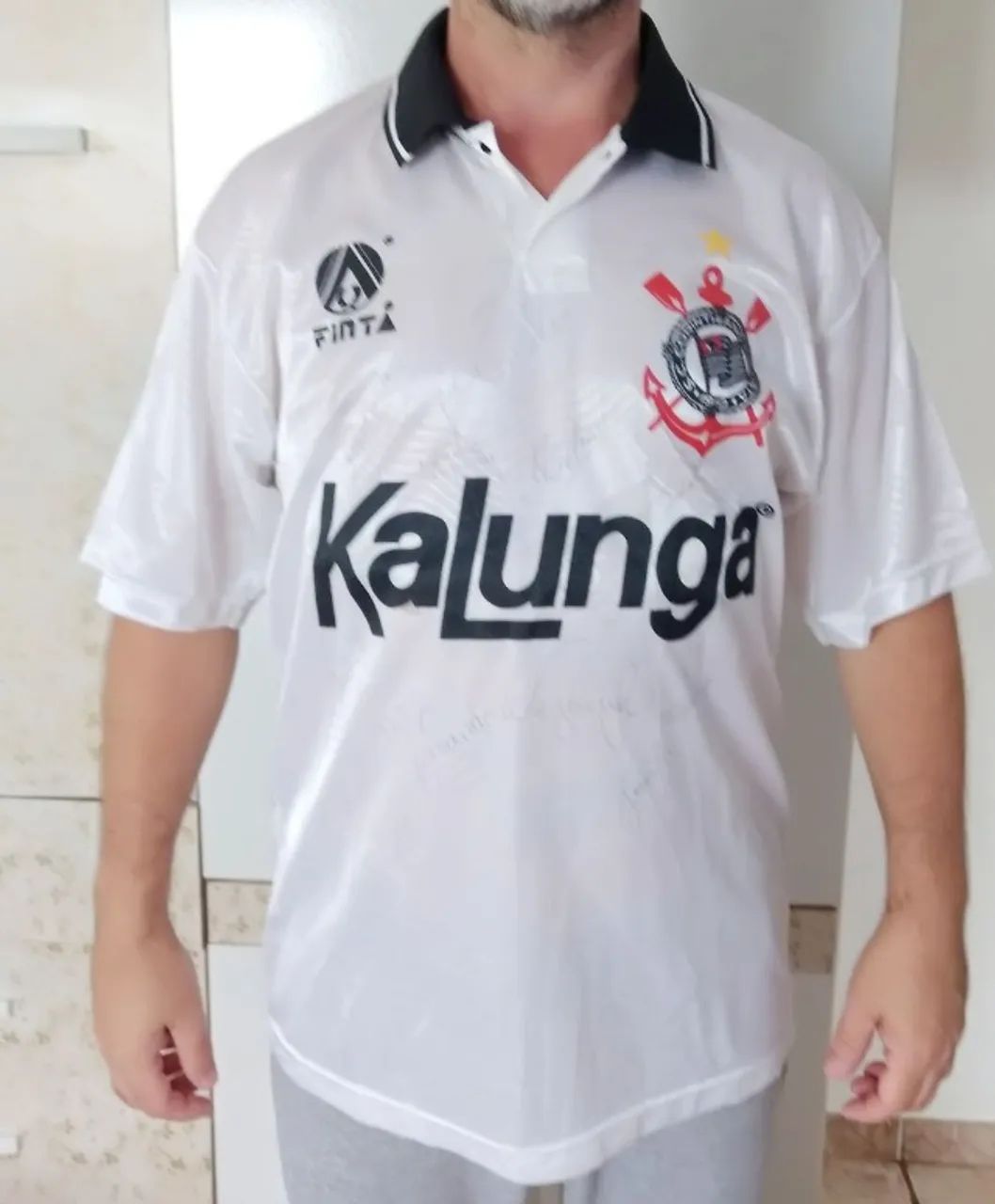 camisa corinthians 1990 original de época autografada - Foto 2