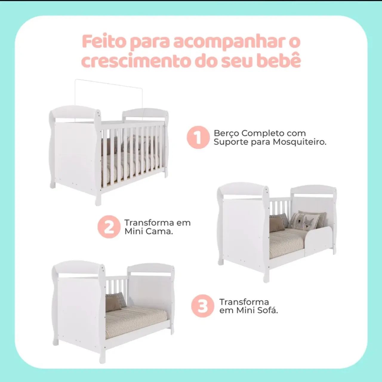 Berço com colchão 3 em 1  - Foto 2