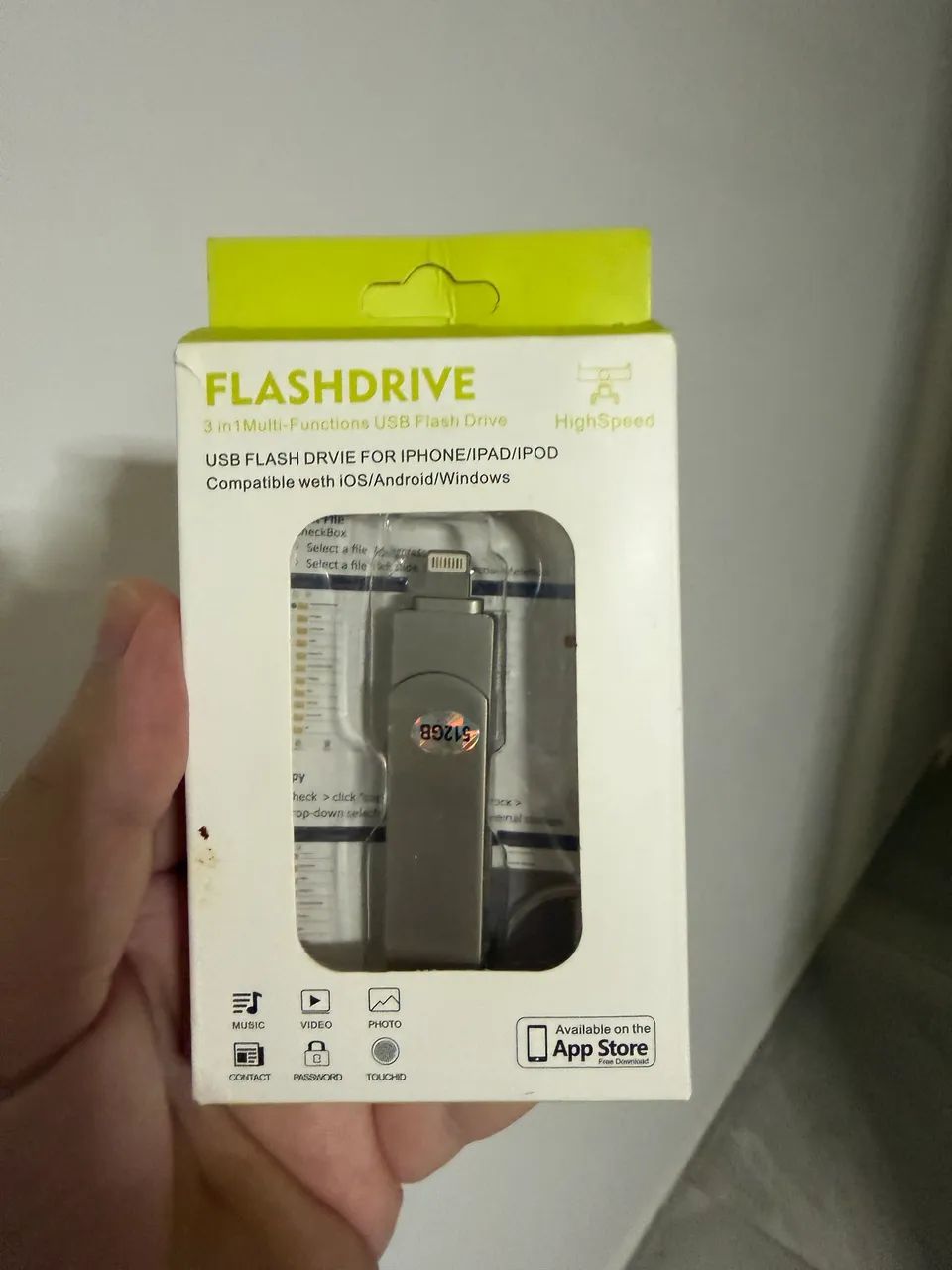 Memória Extra pra iPhone Flash Drive 512Gb novo