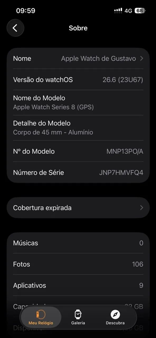 Apple Watch 8; GPS; 45mm; Caixa