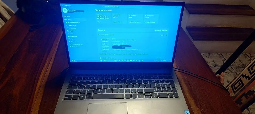 Notebook Lenovo IdeaPad 3 com Ryzen 7 5700U - Foto 2