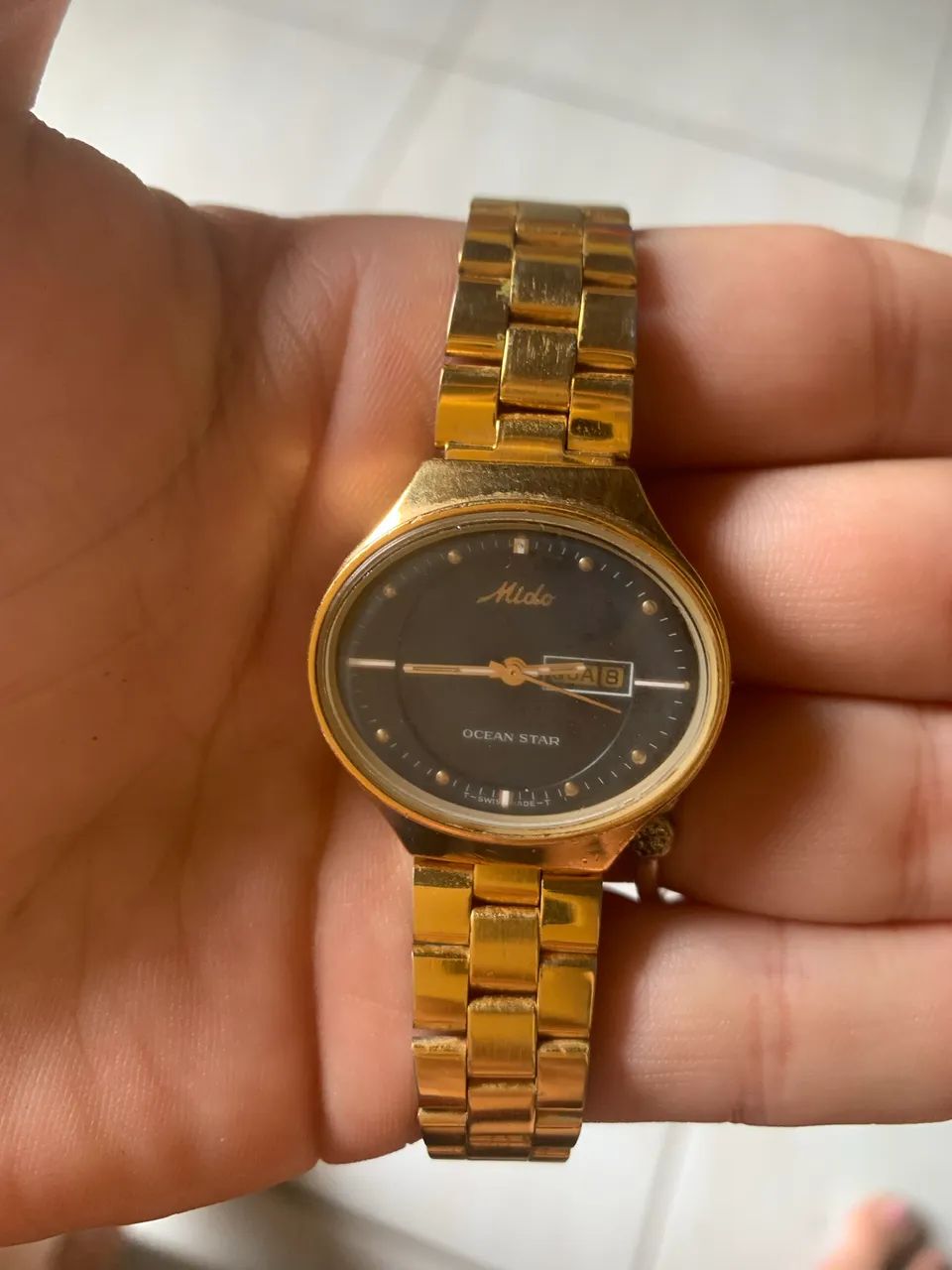 Relógio Mido Ocean Star Datoday Maracanã Automático Vintage Dourado - Foto 3
