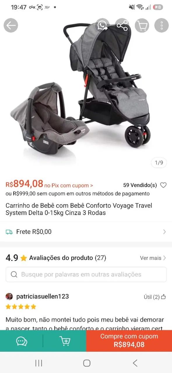 Carrinho e bebe conforto