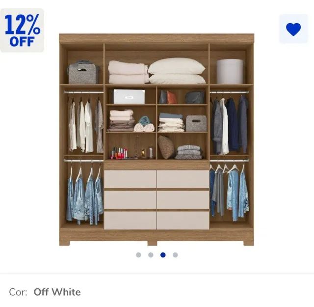 Guarda roupa casal 4 portas e 6 gavetas com espelho - Foto 2