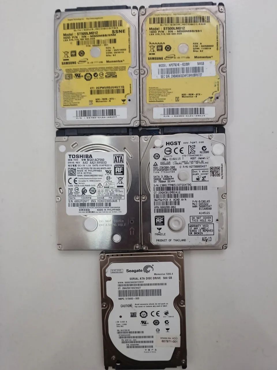 5 HDs 500 GB notebook 2.5