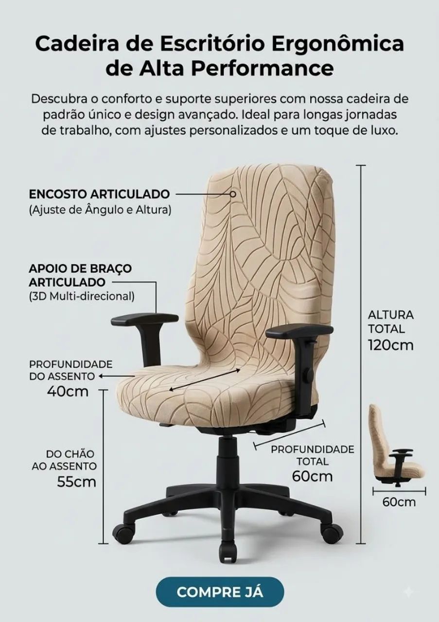 Cadeira office ergonômica - Foto 3