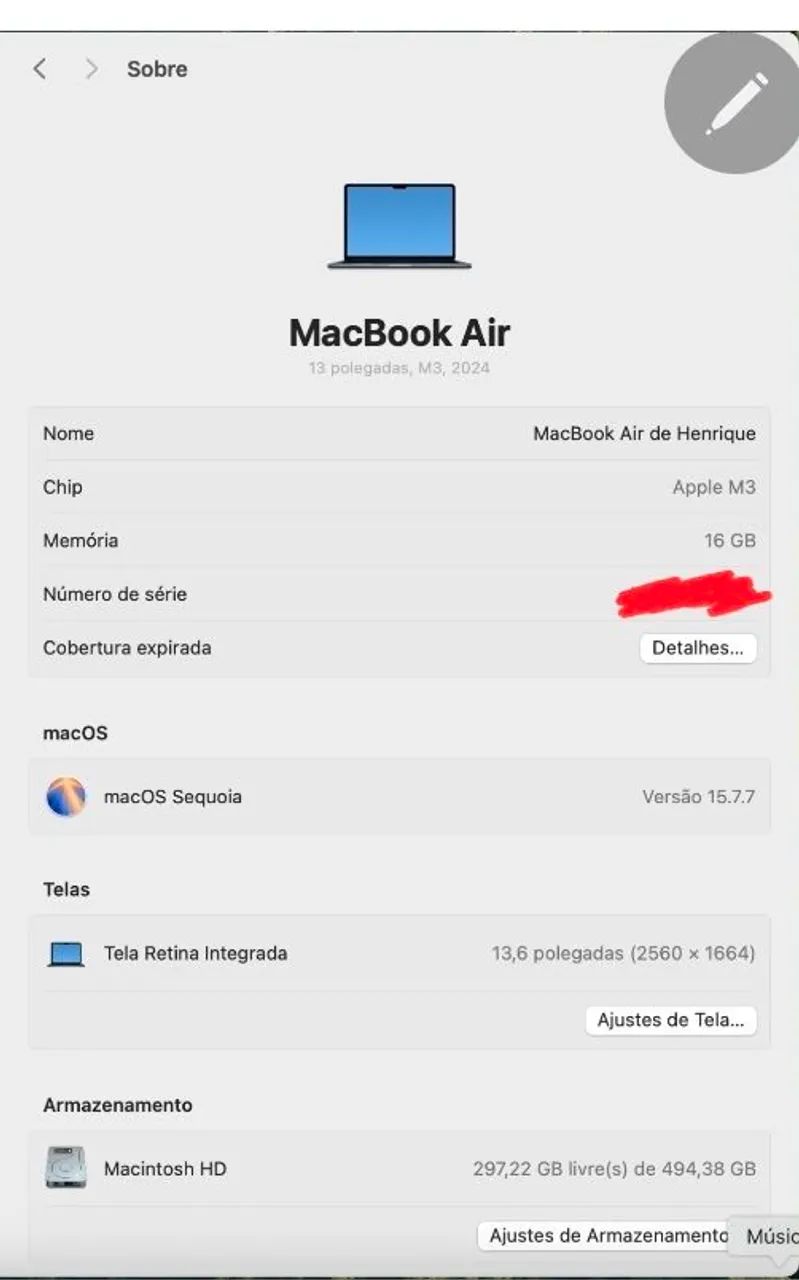 MacBook Air M3 16GB 512GB