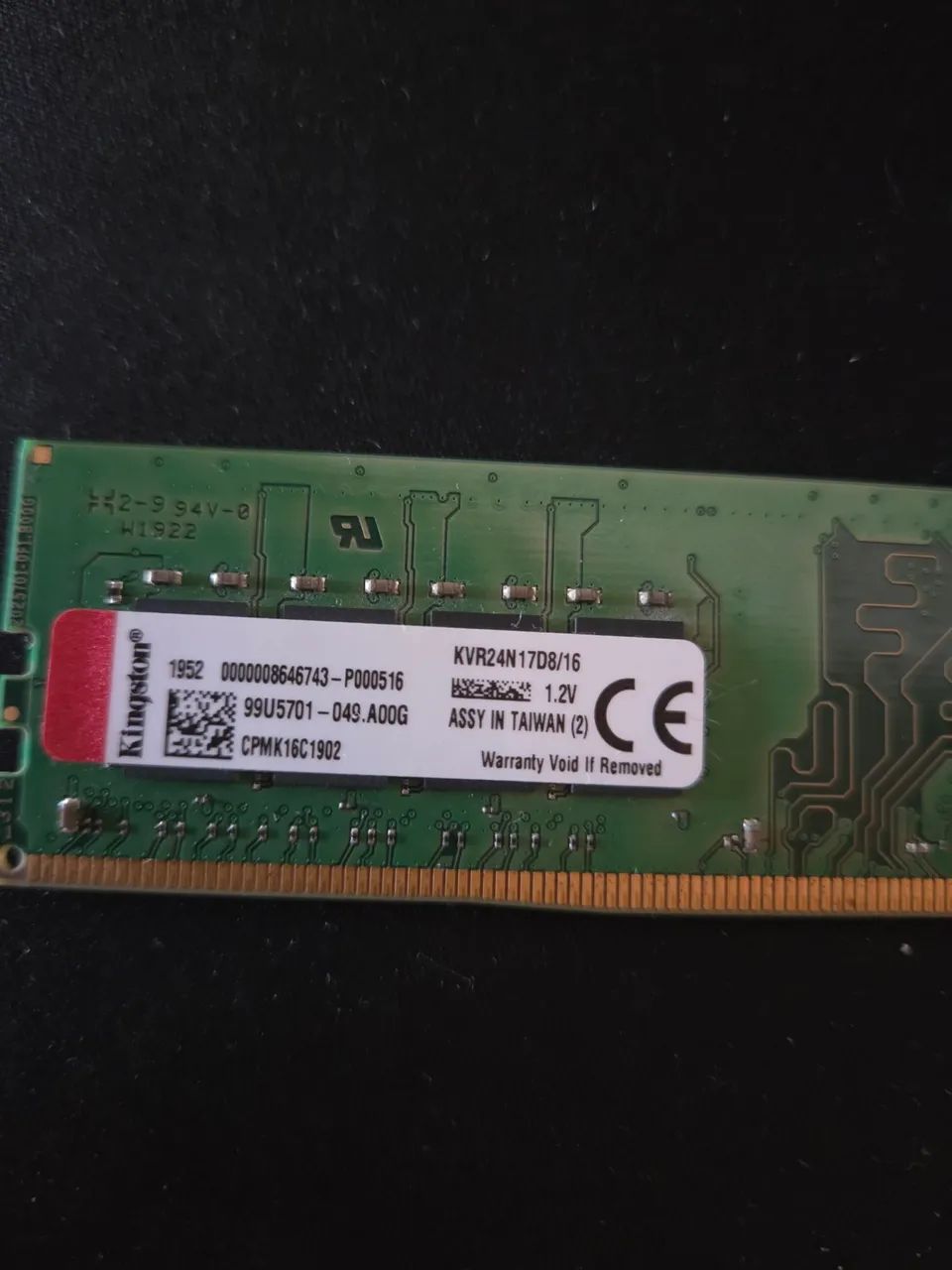 Memória RAM kingston 16GB 2400MHZ KVR24N17D8/16 - Memória RAM