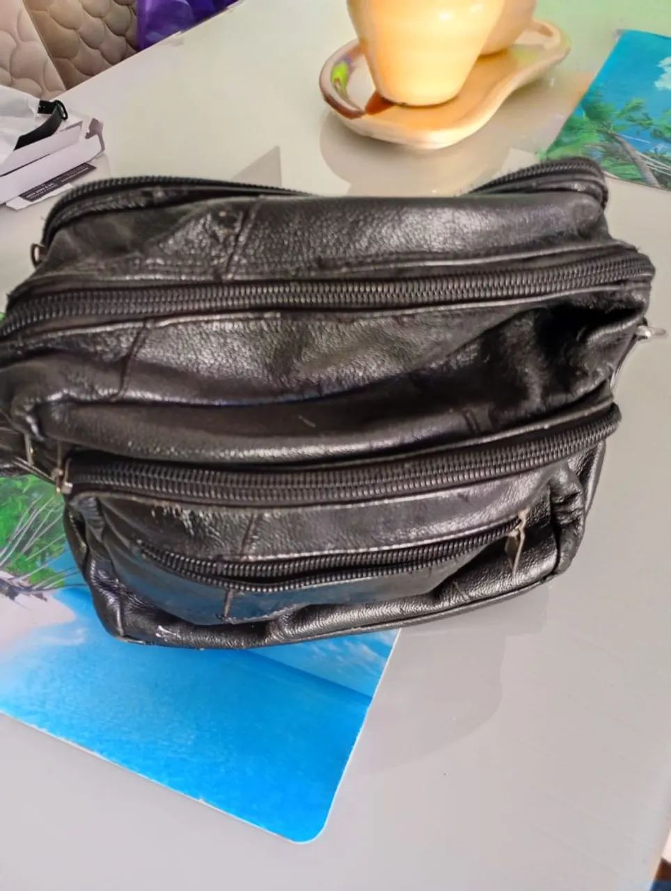 1 Mala de viagem de couro e 2 bolsas de couro.  - Foto 2
