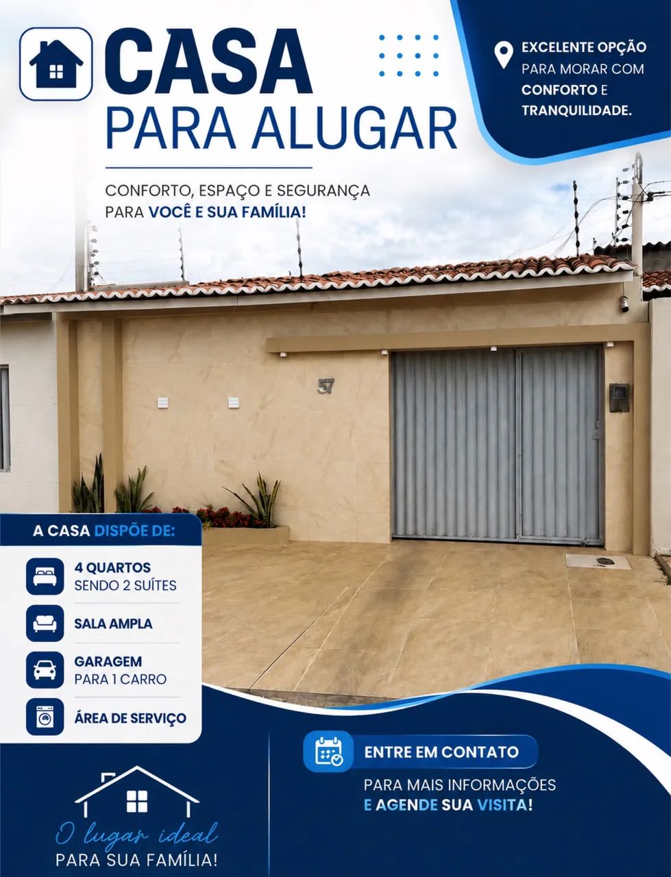 Casa para alugar - 4 quartos e 3 banheiros