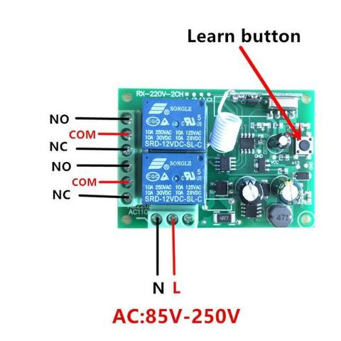 Receptor Controle Remoto Interruptor Ac 250 V 110 V 220 V 2ch Relé