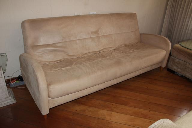 Sofá Cama em Tecido Bege 83cm x 206cm x 73cm - Foto 6