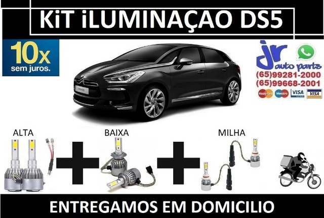 Kit Lampada Ultra LED (Alta/Baixa/Milha) Citroen DS5 6000K 12V 24V