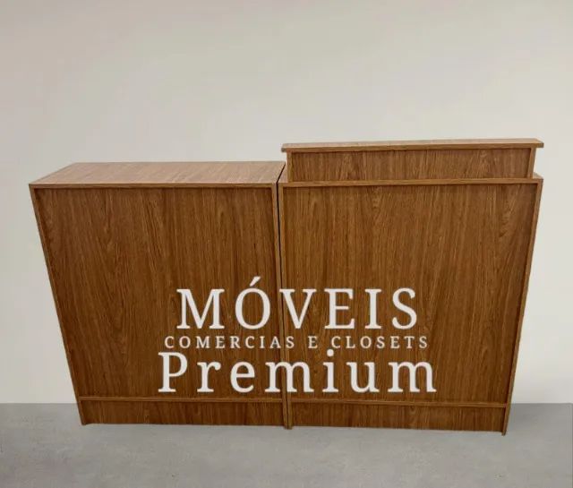 Balcão Caixa + Balcão Fechado 100% MDF Amadeirado Louro Freijó - Direto da Fábrica
